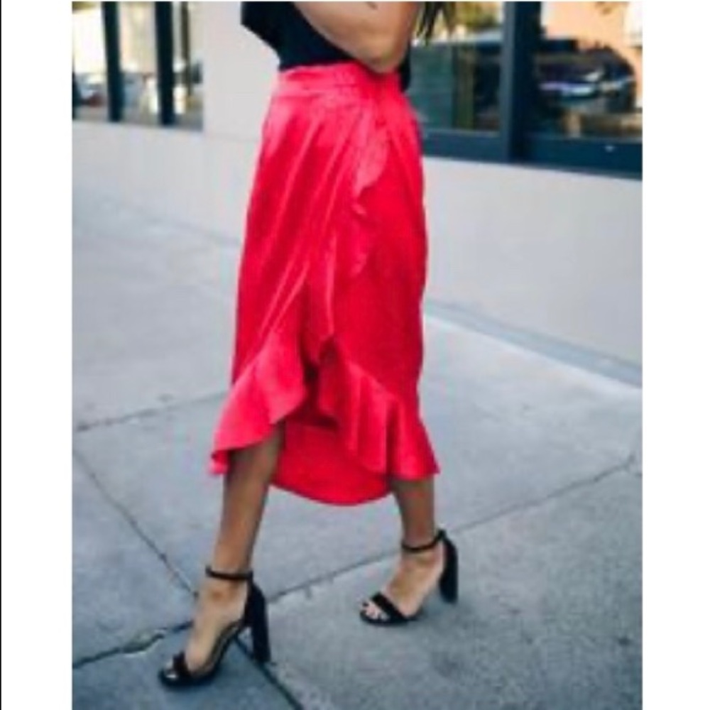 Vici Embossed Leopard Ruffle Midi Wrap Skirt